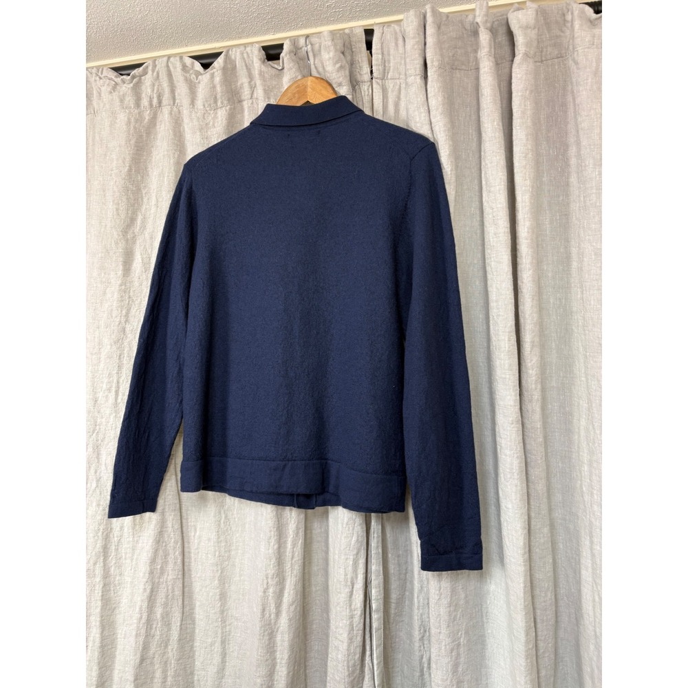 Dunmore Mens Navy Blue 100% Merino Wool Button Front Cardigan Sweater Comfort - Picture 2 of 5